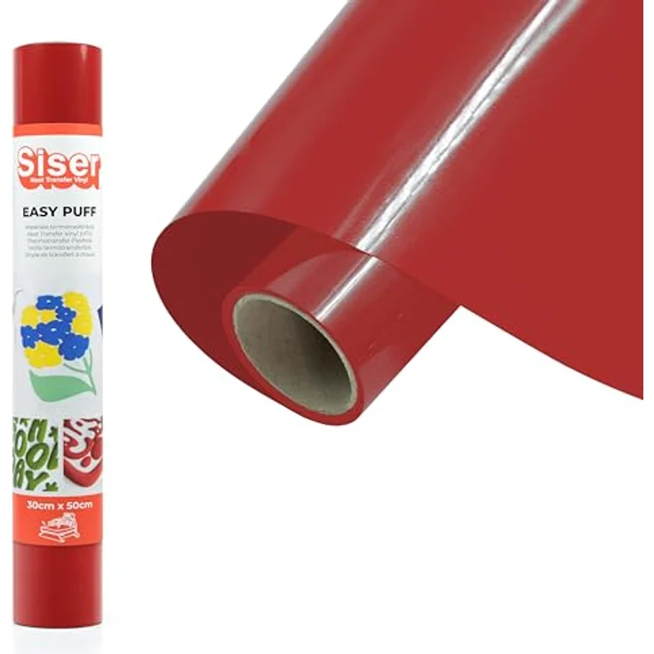 Siser Easy Puff Textiltransferfolie, 30 cm Schnittbreite, roter 3D-Effekt für kreative Projekte – Bild 1