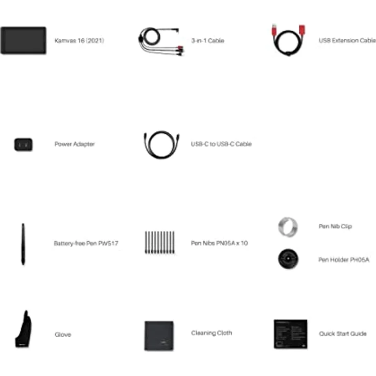 HUION Kamvas 16 Grafiktablett mit Display, 15,6-Zoll Volllaminatbildschirm, 8192 Stufen Batterieloser Stift, USB-C-Kabel enthalten – Bild 9