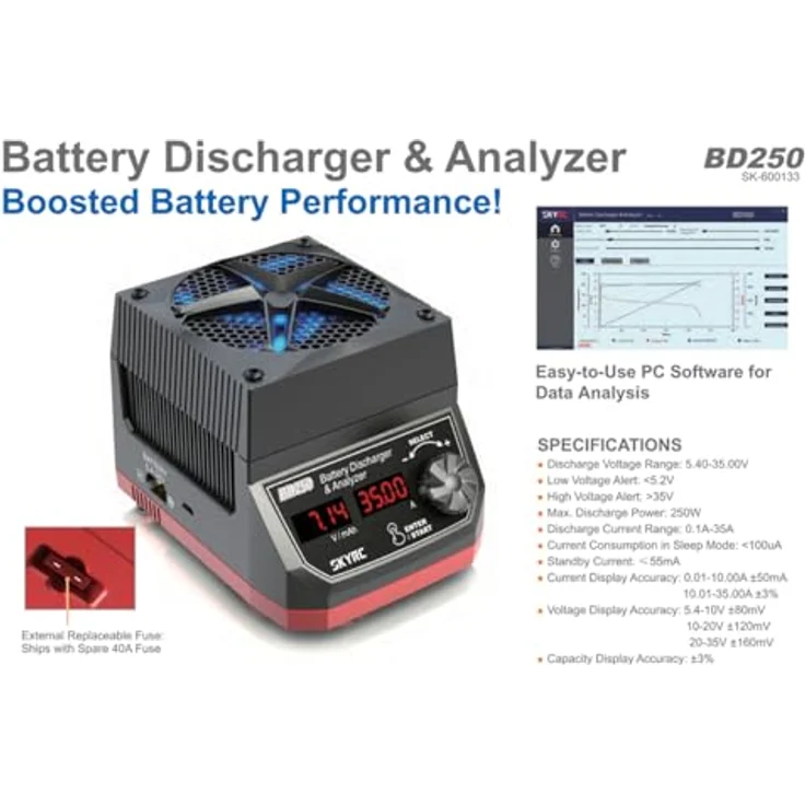 SkyRC BD250 Entladegerät, 35A 250W mit modernem Kühlsystem und IXYS-MOSFETs – Bild 3