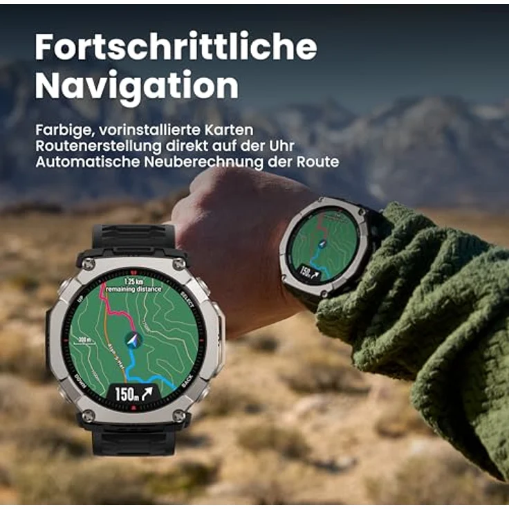 Amazfit T-Rex Ultra 2, Dualband-GPS Outdoor Smartwatch mit 51 mm Titangehäuse, 1,5" Saphir AMOLED Display, Taschenlampe, 30 Tage Akkulaufzeit, 10 ATM Wasserdichtigkeit, 180+ Sportmodi für Android & iPhone – Bild 3
