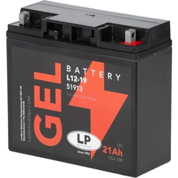 Landport LP L12-19 51913, Gel-Batterie mit 21 Ah und 300 CCA, wartungsfrei, auslaufsicher – Bild 1