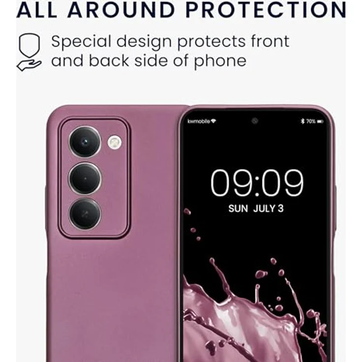 kwmobile Handyhülle kompatibel mit Xiaomi Redmi 15 5G - weiche Silikon Case mit metallischem Schimmer in Metallic Lavendel, rutschfest und reißfest – Bild 5
