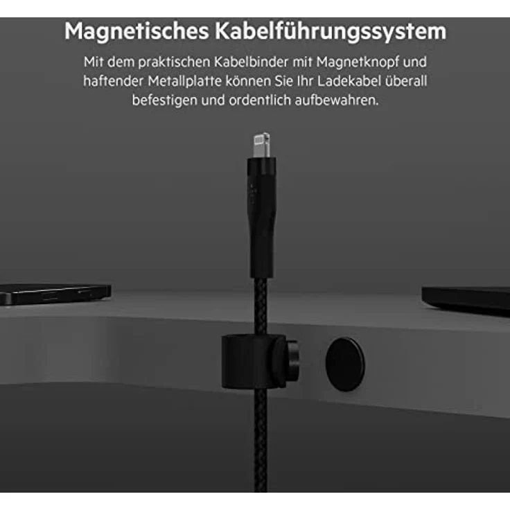 Belkin BOOST CHARGE PRO Flex USB-C zu Lightning Kabel, 15W, 2m, MFi-zertifiziert, schwarz, extrem langlebig und knickfest mit magnetischem Kabelmanagement – Bild 5