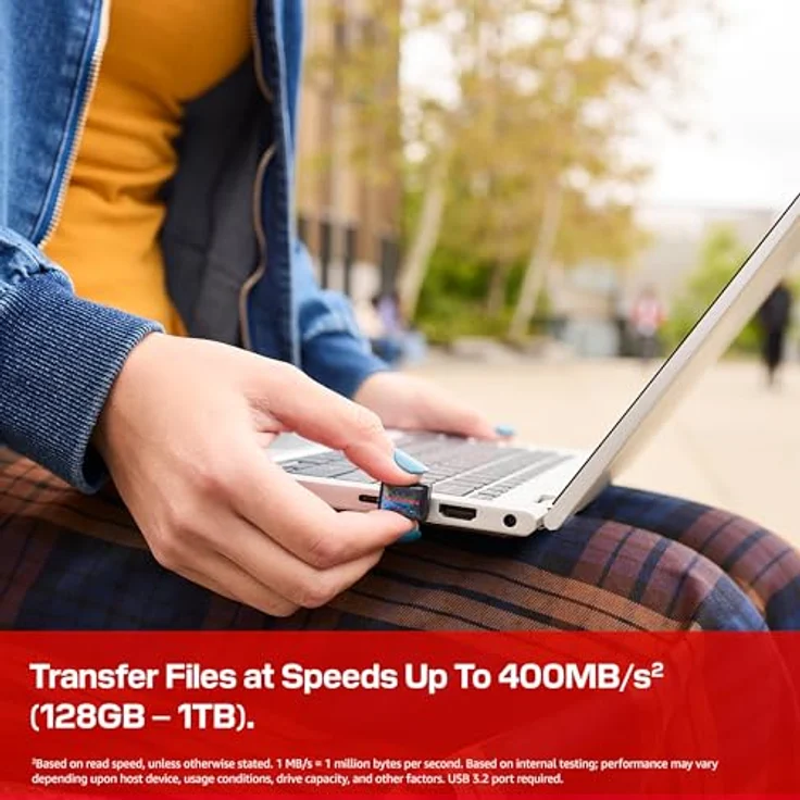 SanDisk SDCZ530-128G-G46, 128 GB USB-C Flash-Laufwerk mit Lesegeschwindigkeiten bis zu 400 MB/s, USB 3.2 Gen 1, schwarz – Bild 3