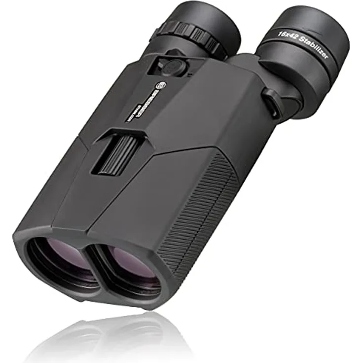 Bresser 16x42 Stabilizer OIS Fernglas mit Bildstabilisator,16-facher Vergrößerung inklusive Tragegurt und Tragetasche 2051642 Schwarz
