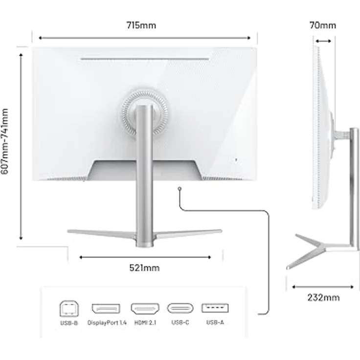 JapanNext Monitor 32" IPS 6K (6016x3384) Weiß | HDR | USB-C-Laden (90W) | Höhen- & neigungsverstellbar | Integrierte Lautsprecher | G-Sync/FreeSync | JN-IPS326K-HSPC9 – Bild 3