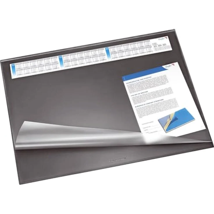 Läufer Schreibunterlage 49646, Synthos II, schwarz, Kunststoff, mit Sichtplatte und Kalender, 65 x 52cm – Bild 2