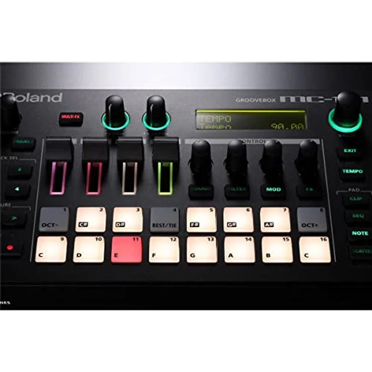 Roland MC-101, kompakte Groovebox mit 4-Spur-Sequencer, integrierten Sounds, importierbaren Loops, betrieb mit AA-Batterien, Schwarz – Bild 10