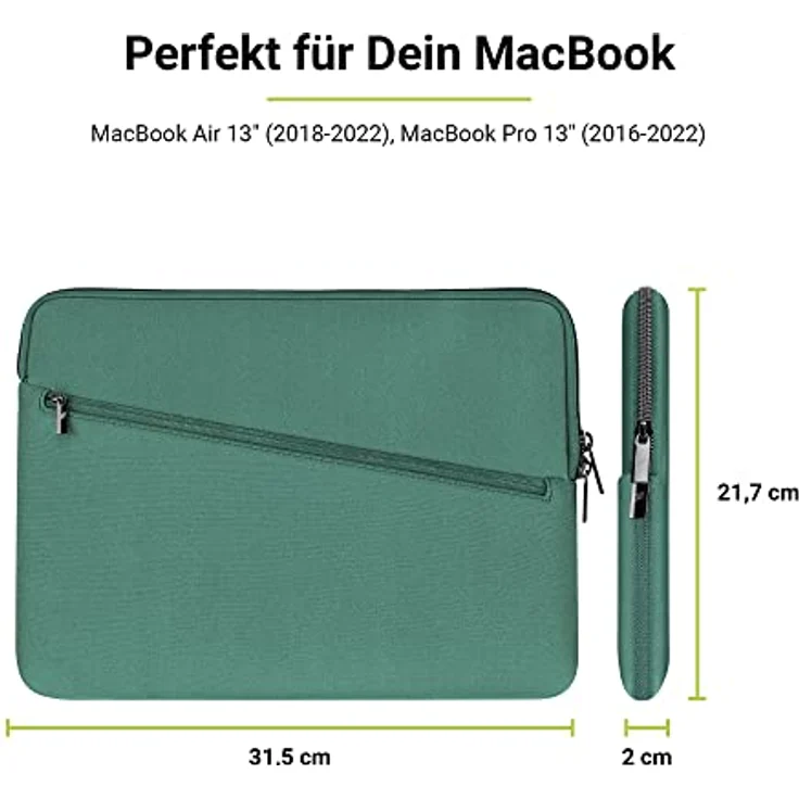 Artwizz Neoprene Sleeve Pro Tasche kompatibel mit MacBook Air 13 (2018-2022), MacBook Pro 13 (2016-2022), Schutzhülle mit Zubehör-Fach, Jungle Flower – Bild 3