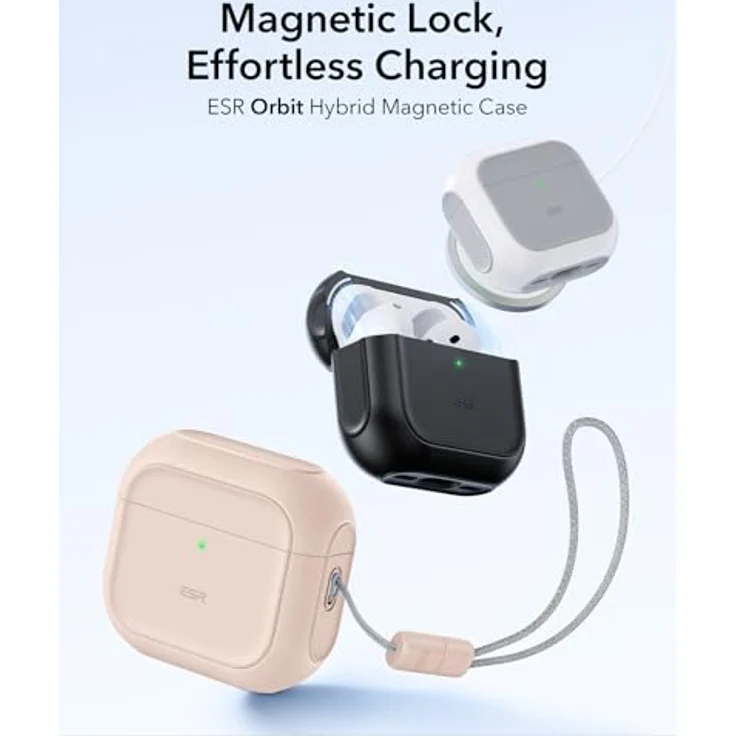 ESR Orbit Hybrid Hülle für AirPods 4 (2024), USB-C, Wüstentitan, kabelloses Laden, mit Handschlaufe und magnetischem Deckel – Bild 3