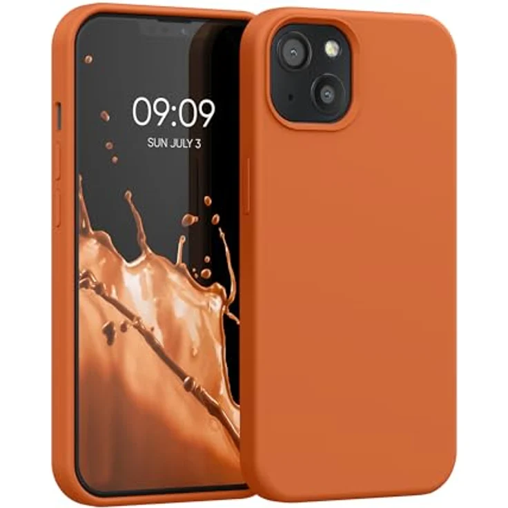kwmobile Handyhülle für iPhone 13 Silikon Case in Warme Aprikose, flexibles Soft Backcover mit kabellosem Laden – Bild 1