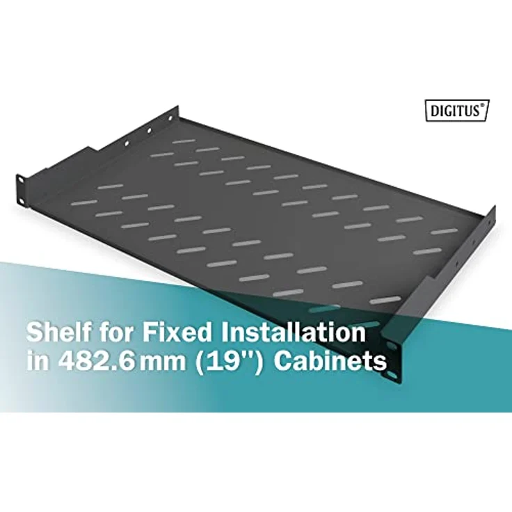 DIGITUS Professional DN-19 TRAY-1-SW - Fachboden zum Festeinbau in 19" Schränke - Traglast 15 kg - ab 450 mm Schranktiefe - 1HE - Farbe schwarz – Bild 4