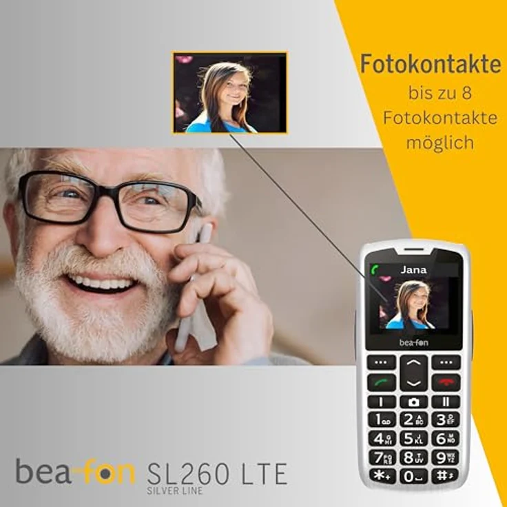 Beafon SL260 LTE 4G Silverline Seniorenhandy mit SOS Notruftaste Hörgerätekompatibel M4/T4 Lichtsignal Display 2,2" Silver – Bild 4