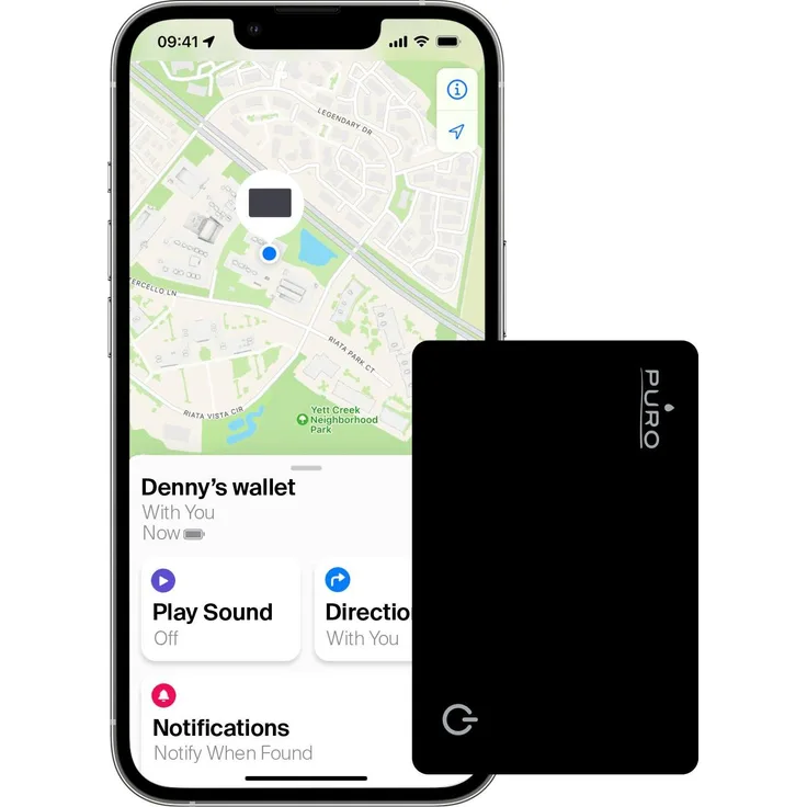 Puro Find Me Smart Tracker, Smart Tracker mit hoher Präzision, Schwarz
