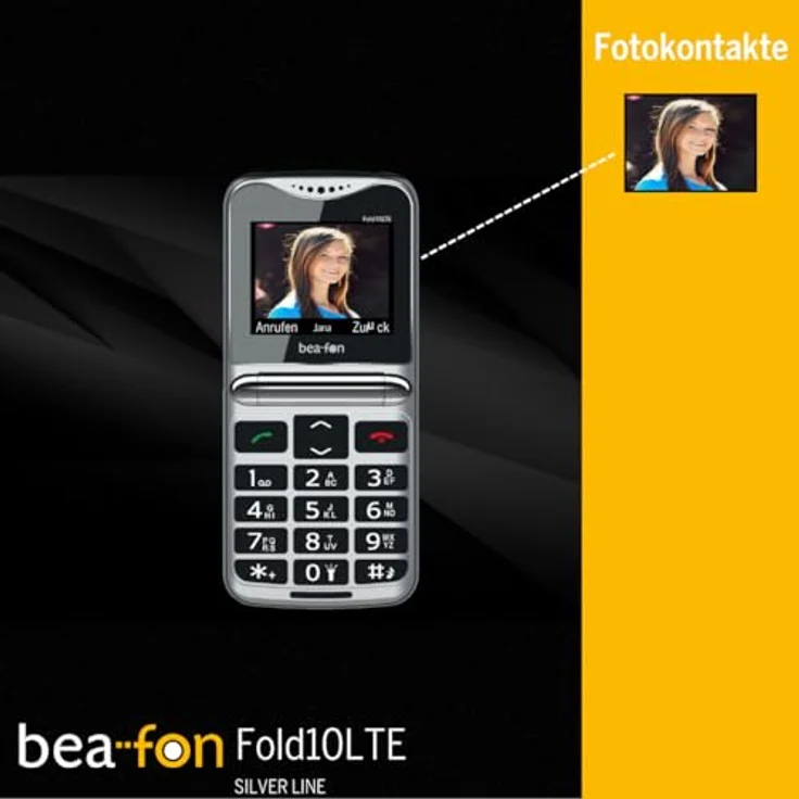 Beafon Fold 10 4G Smartphone, 5,59 cm (2.2 Zoll) Single SIM, Schwarz/Silber, Bluetooth, Micro SD, 1350mAh Akku – Bild 4