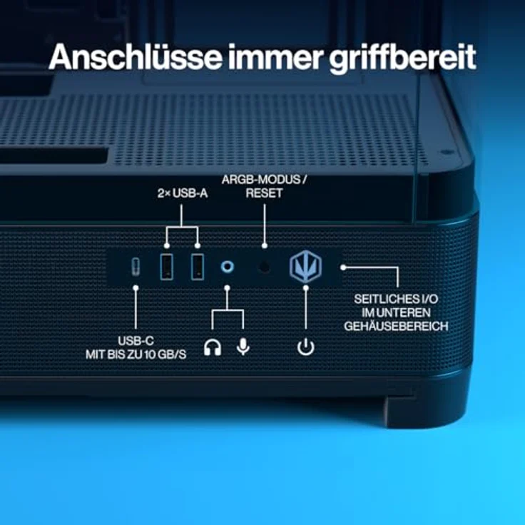 ENDORFY Aquarius 8000 Flex, PC Gehäuse ATX/E-ATX mit Panorama Tempered Glass, USB-C, 420 mm Radiator Support, bis 10 Lüfter, GPU bis 450 mm, Back-Connect Mainboard kompatibel, Schwarz – Bild 5