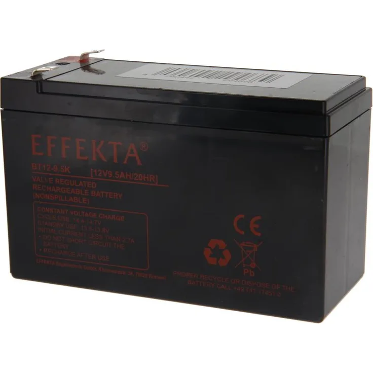 EFFEKTA Blei Vlies Akku BT12-9,5, 12V 9,5Ah, kompakt und leicht, 151 x 95 x 65 mm