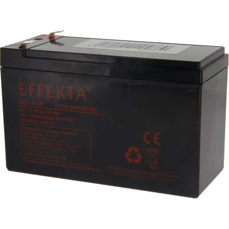 EFFEKTA Blei Vlies Akku BT12-9,5, 12V 9,5Ah, kompakt und leicht, 151 x 95 x 65 mm