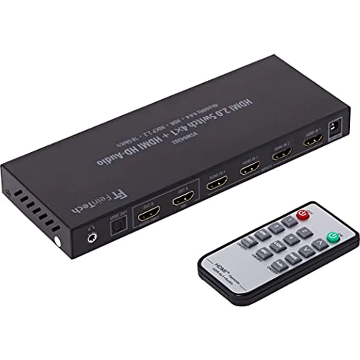 FeinTech VSW04202 HDMI 2.0 Switch 4x1 HD-Audio Extractor 7.1 ARC 4K 60Hz HDR CEC – Bild 3