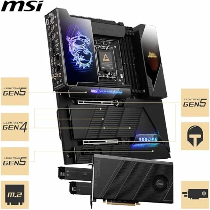 MSI MEG Z890 GODLIKE, E-ATX Mainboard - Unterstützt Intel Core Ultra Prozessoren (Series 2), DDR5 (9200+ MT/s OC), Thunderbolt 5, Wi-Fi 7, 10G LAN – Bild 5