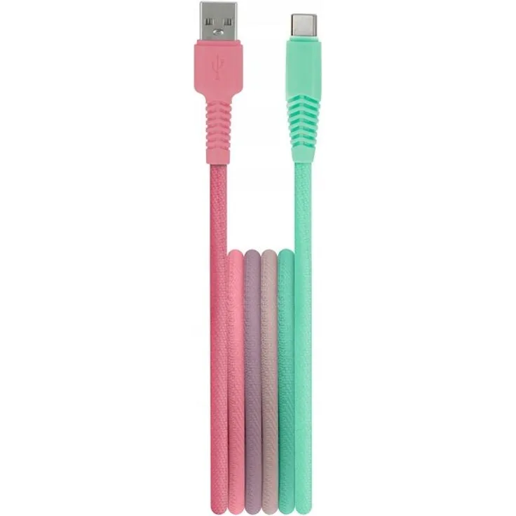 Setty USB-A-auf-USB-C-Ladekabel, 1,5 m, Türkisrosa, Schnellladefunktion 15 W, modernes Design