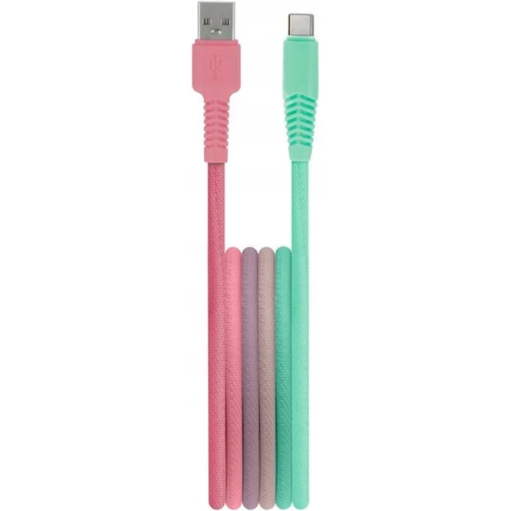 Setty USB-A-auf-USB-C-Ladekabel, 1,5 m, Türkisrosa, Schnellladefunktion 15 W, modernes Design