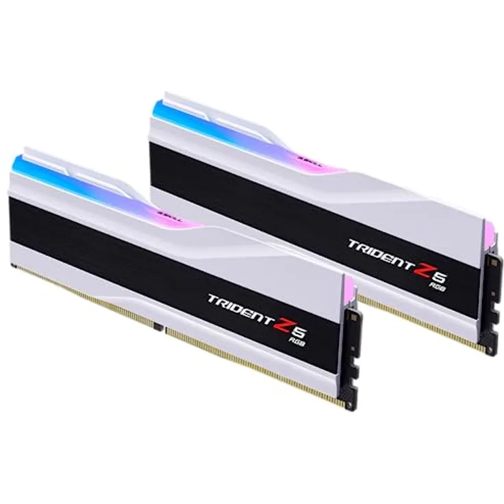 G.Skill Trident Z5 RGB Serie (Intel XMP) 64GB (2 x 32GB) 288-Pin SDRAM DDR5 6400 CL32-39-39-102 1,40V Dual Channel Desktop Memory F5-6400J3239G16GX2-TZ5RW (Mattweiß)