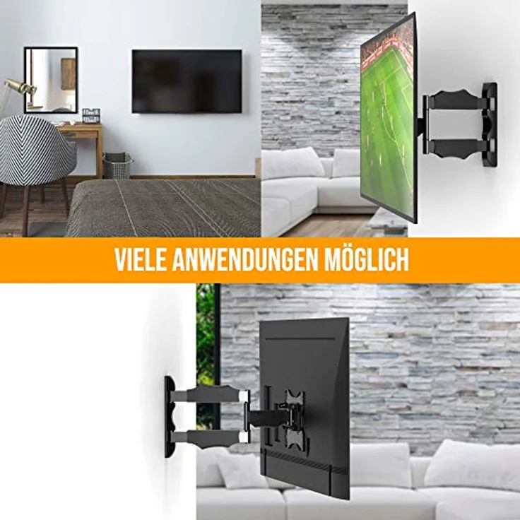 NANOOK TURN S Schwenkbare TV wandhalterung für 19-43 Zoll Fernseher | Neigbar | Wandhalter für LCD, LED, QLED und OLED Fernseher | Universelle Kompatibilität | VESA 100 x 100 bis 200 x 200 | Schwarz – Bild 5