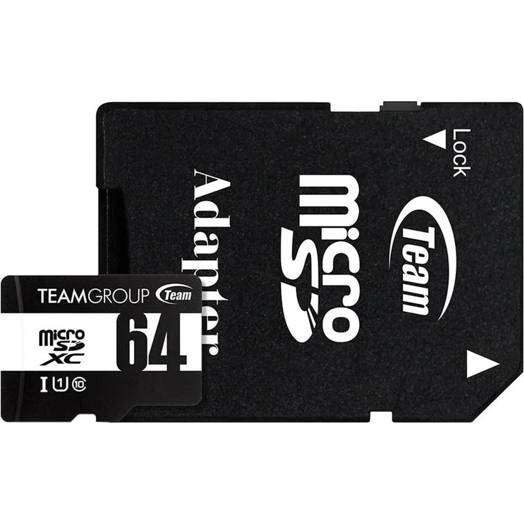 Team Group TUSDX64GCL10U03, 64 GB MicroSDXC Speicherkarte, Klasse 10, UHS-I, Schwarz
