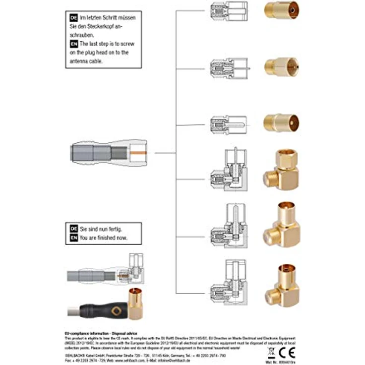 Oehlbach Transmission Shift M, vergoldeter Antennenstecker IEC Koax (m), schraubbar für TV/Radio Anschluss, 75 Ohm, 1 Stück – Bild 4