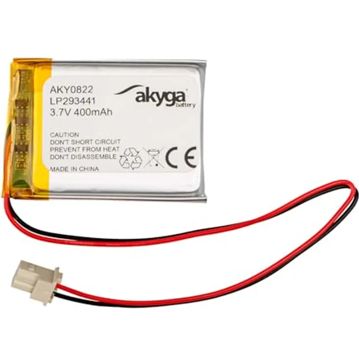 Akyga AKY0822, 3.7V 400mAh Lithium Polymer Akku mit 2-Poligem Molex-Stecker und erweiterten PCM-Schutz