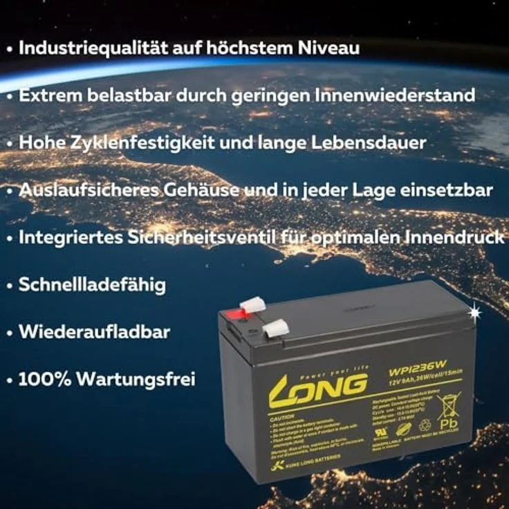 Akkuman.de Blei Akku 12V 9Ah AGM Set, 4 Stück für AEG Protect D 1500 USV, wartungsfrei, hohe Lebensdauer – Bild 5