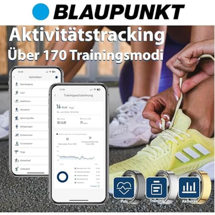 Blaupunkt Smart Ring PRO, Titan Fitness- und Gesundheitsring mit Schritt- und Schlafmonitor, Puls- und Blutsauerstoffmessung, IP68, Schwarz, Größe 7 – Bild 5