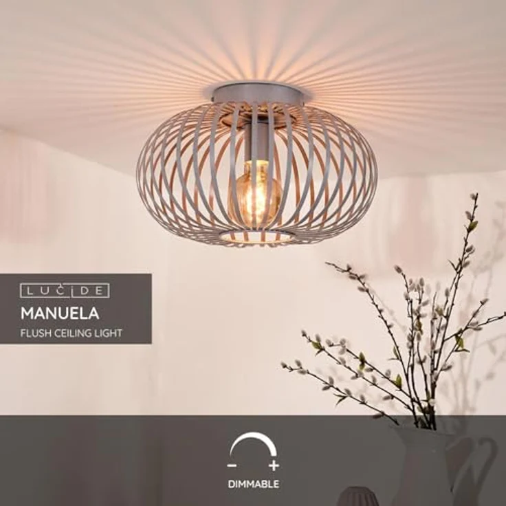 LUCIDE MANUELA - Deckenleuchte - Ø 39,5 cm - 1xE27 - Grau - Metallgehäuse, geeignet für LED-Lichtquelle – Bild 3