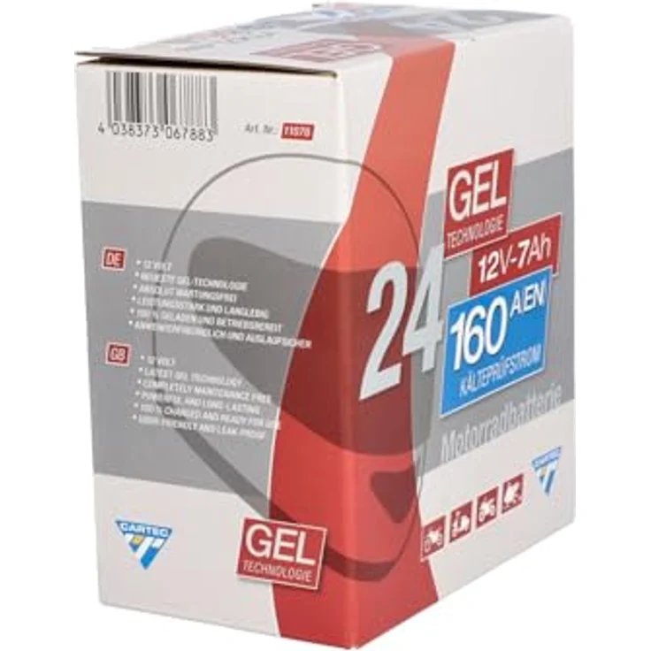 Cartec GEL Batterie YTX7L-BS, 6Ah 100A, wartungsfrei und rüttelfest, ideal für Motorräder und Quads – Bild 9