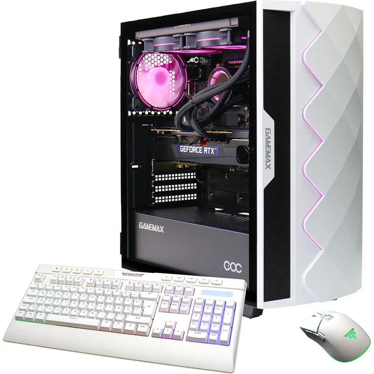 GAMEMAX Gaming-PC Diamond WT 7844, AMD Ryzen 5 9600X, 16GB DDR5 RAM, 1TB SSD, NVIDIA GeForce RTX 5060, Wasserkühlung, Windows 11