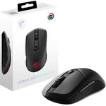 MSI Versa 300 Wireless Gaming-Maus – 8000 DPI optischer Sensor, 1000 Hz Polling-Rate, symmetrisch, 30M+ Klicks, 6 Tasten, 50-Stunden-Batterie, 1 ms Latenz, 60 g – Kabelgebunden/kabellos, RGB-Beleuchtung