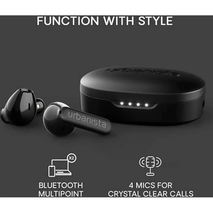 Urbanista Copenhagen 2 True Wireless In-Ear-Kopfhörer, Bluetooth 5.4, IPX4, bis zu 7 Stunden Wiedergabe, Schwarz – Bild 7