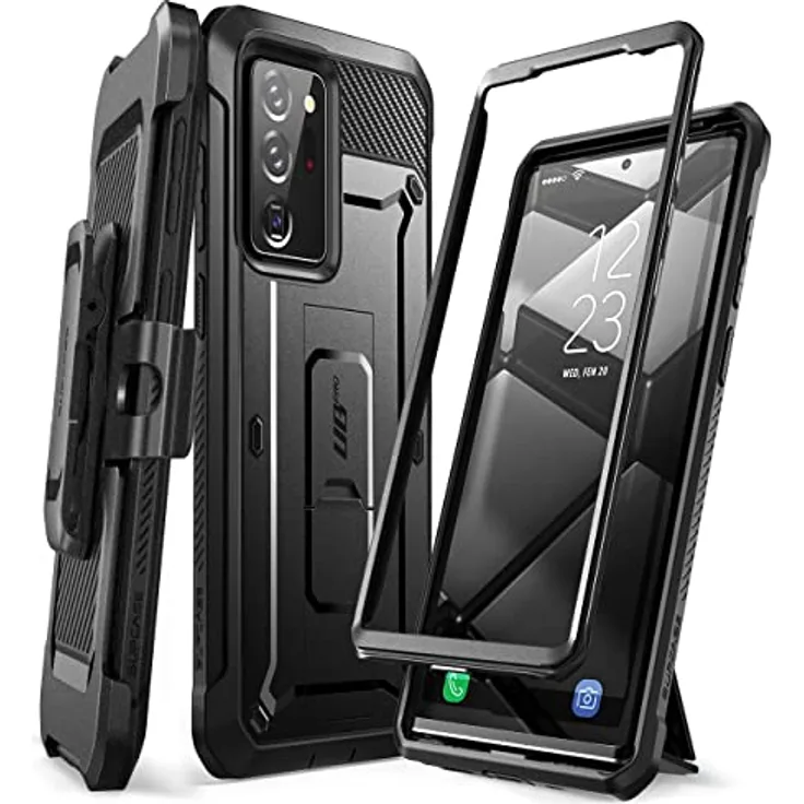 SUPCASE UBPro Outdoor Hülle für Samsung Galaxy Note 20 Ultra (6.9") 5G, Rugged Schutzhülle mit Gürtelclip und Ständer, Schwarz
