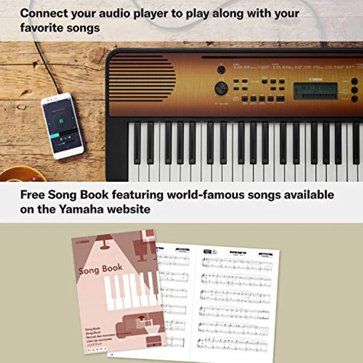 Yamaha PSR-E360MA, Home-Keyboard mit 61 Tasten, 3-stufige Übungen, Nussbaumholzdekor, Anschlagdynamik, Aufnahmefunktion – Bild 5