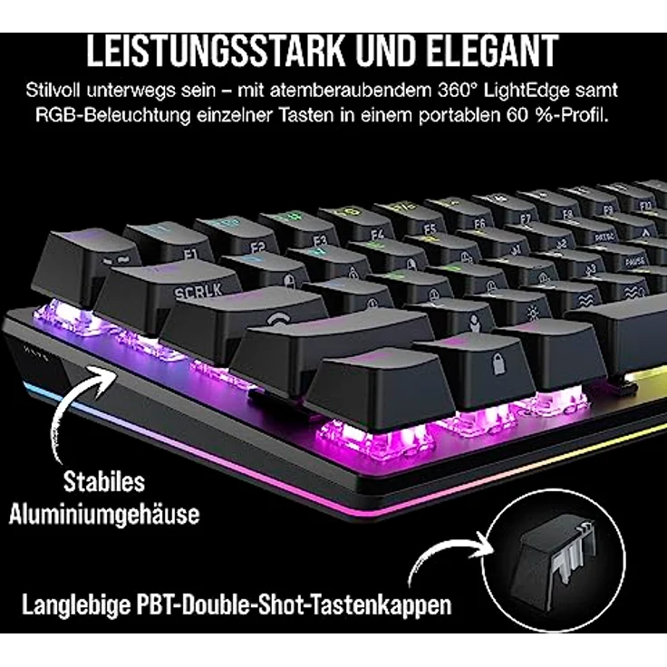 Corsair K70 PRO Mini Wireless RGB 60% Mechanische Gaming-Tastatur, Schwarz (QWERTZ Layout) – Bild 5