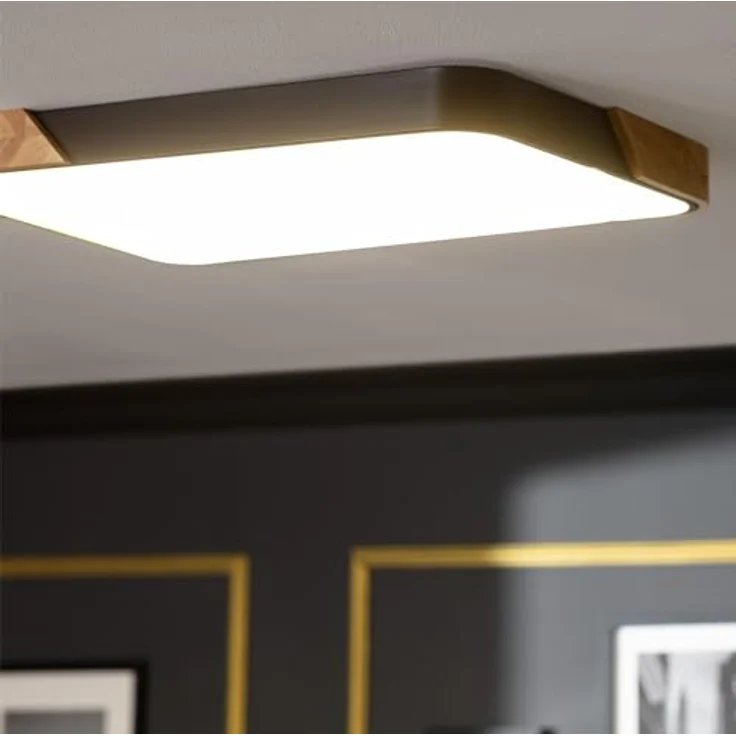 LEDKIA LIGHTING - LED-Deckenleuchte 30W Rechteckig CCT Wählbar 2700-6500K Holz & Metall Für Wohnzimmer & Schlafzimmer Schwarz – Bild 3