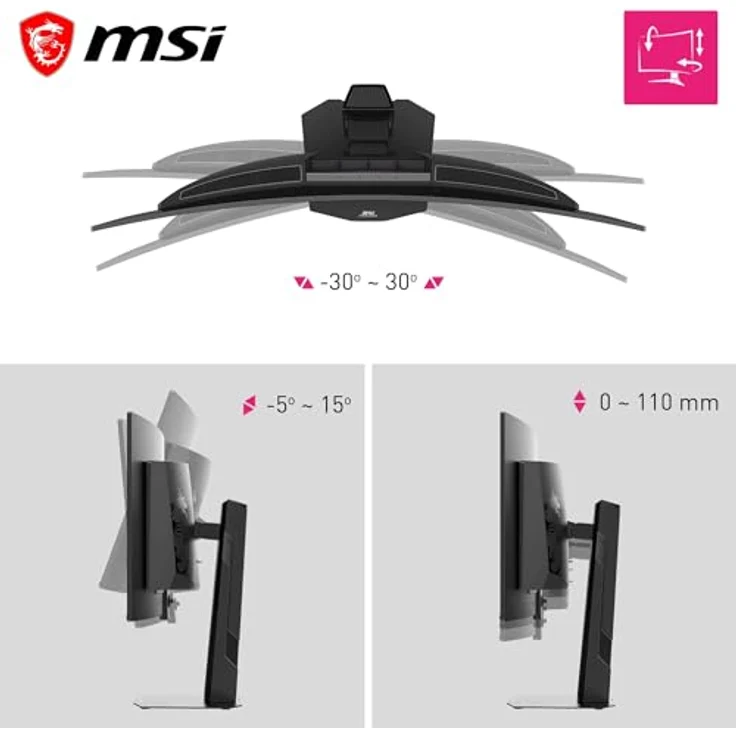 MSI MPG 341CQR X36 Gaming-Monitor, 34 Zoll UWQHD (3440x1440, 1800R), 5. Gen QD-OLED, 360Hz, 0,03ms Reaktionszeit, HDR Customization, Schwarz – Bild 5