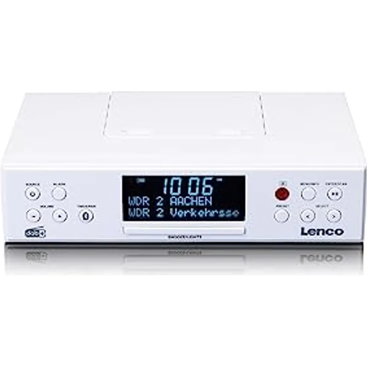 Lenco KCR-190 DAB+ Unterbau-Küchenradio - Bluetooth - PLL FM - 30 Senderspeicher - LED Display und Licht - Timer - Wecker - weiß