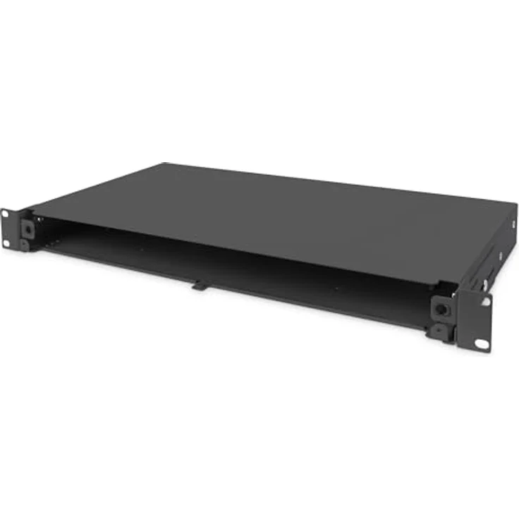 DIGITUS LWL Spleißbox - Glasfaser Patch-Panel - 19-Zoll 1HE - Schnellverschluss-System - Schwarz – Bild 1
