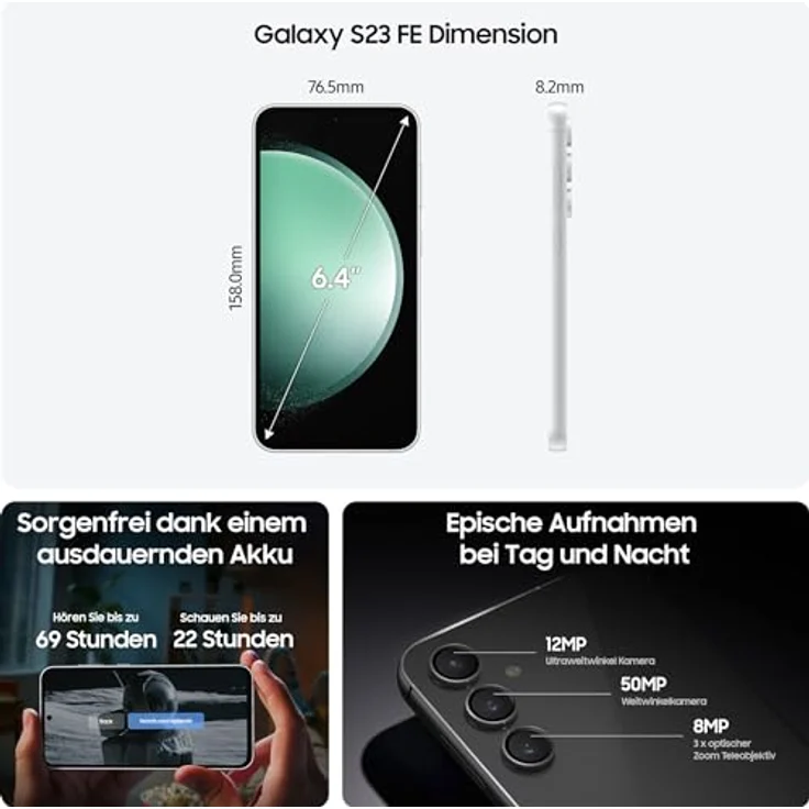 Samsung Galaxy S23 FE Mobiltelefon, 5G, Simlockfrei ohne Vertrag, Android-Smartphone, Handy, 128 GB, Graphite – Bild 4
