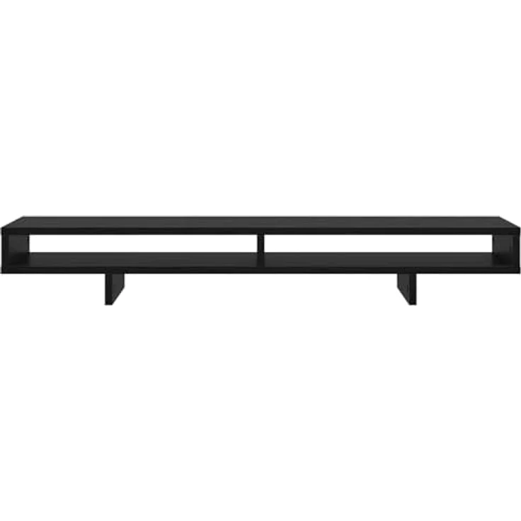 vidaXL Monitor-Halterung, moderner Monitorständer aus Holzwerkstoff, schwarz, 100 x 27 x 15 cm, 2 Regale – Bild 6
