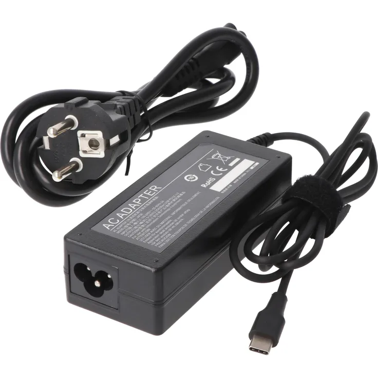 AccuCell USB-C Ladegerät AC Adapter 65W für Laptops und Notebooks, kompakt, Schwarz