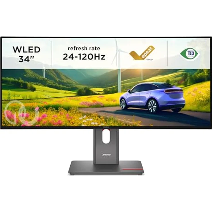 Lenovo ThinkVision P34WD-40, 34 Zoll gebogener LED-Monitor mit 3440 x 1440 Auflösung, 120 Hz, IPS, HDR10 und USB-C, finsternis schwarz – Bild 2
