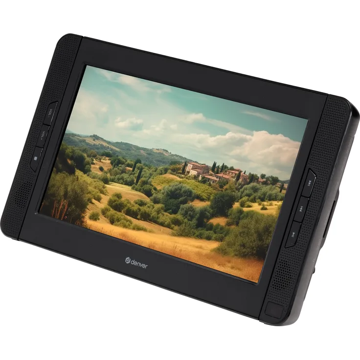 Denver MTW-1098, Tragbarer DVD-Player mit 2x 10" Bildschirmen, USB/SD-Kartenleser, integrierten Lautsprechern, Fernbedienung und Autoadapter, Schwarz